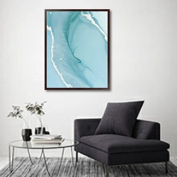 «Abstract azure and blue ink art 2» в интерьере в стиле минимализм над креслом