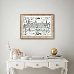 «Panoramic view of Ferrara from the opposite bank of the River Po» в интерьере в классическом стиле над столом