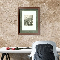 «Инсбрук, главная улица» в интерьере кабинета с песочной стеной над столом