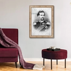 «Ludwig II of Bavaria» в интерьере гостиной в бордовых тонах