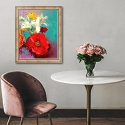 «Poppy and Friends, 2014,» в интерьере в классическом стиле над креслом