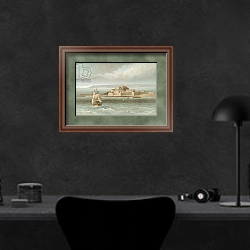 «Elizabeth Castle--Jersey» в интерьере кабинета в черных цветах над столом