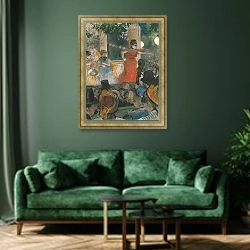 «Cafe Concert at Les Ambassadeurs, 1876-77» в интерьере зеленой гостиной над диваном