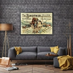 «Th. Bindtner – Kaiserlich und Königlicher Hof-Spediteur – Patent-Möbelwagen für den Bahntransport» в интерьере в стиле лофт над диваном