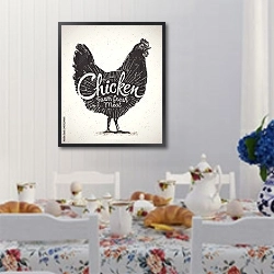 «Свежее мясо курицы» в интерьере кухни в стиле прованс над столом с завтраком