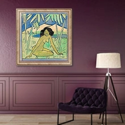 «Hockendes Mädchen» в интерьере в классическом стиле в фиолетовых тонах