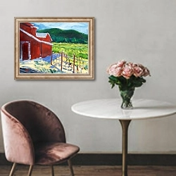 «The Red Barn, Napa, 2019,» в интерьере в классическом стиле над креслом