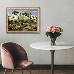 «Landscape with Shepherds and Cows and at the Spring, 1832-34» в интерьере в классическом стиле над креслом