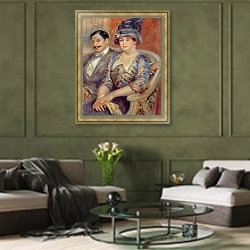 «Monsieur et Madame Bernheim de Villers, 1910» в интерьере гостиной в оливковых тонах