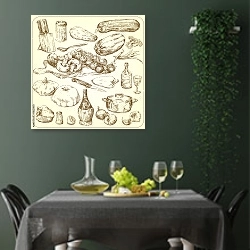 «Пищевая коллекция №20» в интерьере столовой в зеленых тонах