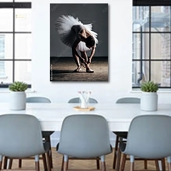 «Балерина завязывает пуанты» в интерьере офиса над столом для конференций