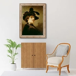 «Self Portrait in Fancy Dress, 1635-36» в интерьере в классическом стиле над комодом