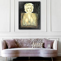 «Marilyn in Chanel, 1996» в интерьере гостиной в классическом стиле над диваном
