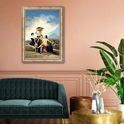 «Autumn, or The Grape Harvest, 1786-87» в интерьере классической гостиной над диваном