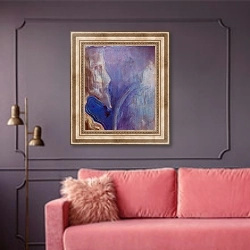 «Сотворение мира IV» в интерьере гостиной с розовым диваном