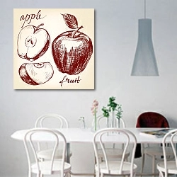 «Эскиз с яблоком» в интерьере светлой кухни над обеденным столом