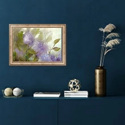 «Цветы сирени под дождем, деталь» в интерьере в классическом стиле в синих тонах