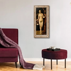 «Eve, 1507» в интерьере гостиной в бордовых тонах
