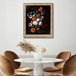 «Натюрморт с цветами 3» в интерьере кухни над кофейным столиком