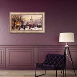 «Winter Paris street scene» в интерьере в классическом стиле в фиолетовых тонах