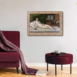«Liggende Venus» в интерьере гостиной в бордовых тонах