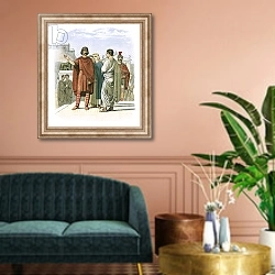 «Caractacus at Rome in AD 52» в интерьере классической гостиной над диваном