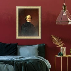 «Portrait of Alexander Dargomyzhski, 1869» в интерьере спальни с акцентной стеной