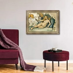 «Female Nude on a Sofa» в интерьере классической гостиной с зеленой стеной над диваном
