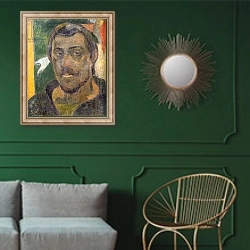«Self Portrait, c.1890-93» в интерьере классической гостиной с зеленой стеной над диваном