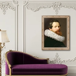 «Portrait of a Man Wearing a Ruff» в интерьере в классическом стиле над банкеткой