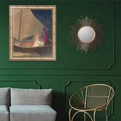 «The Barque» в интерьере классической гостиной с зеленой стеной над диваном