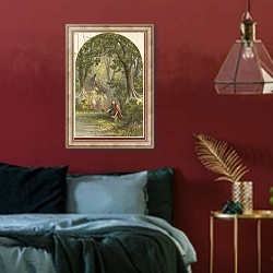 «Illustration for Goldsmith's The Deserted Village 5» в интерьере спальни с акцентной стеной