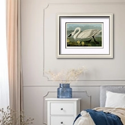 «Common American Swan» в интерьере спальни в стиле прованс с синими деталями