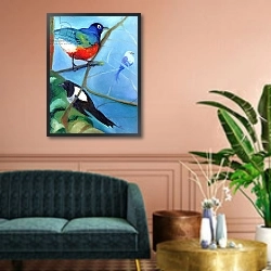 «Tree Full of Birds, 2012,» в интерьере классической гостиной над диваном