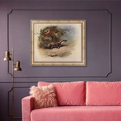 «Weasel 1» в интерьере гостиной с розовым диваном