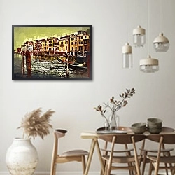 «Венецианский пейзаж с лодкой и каналом» в интерьере столовой в стиле ретро