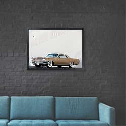 «Cadillac Eldorado '1964» в интерьере в стиле лофт с черной кирпичной стеной