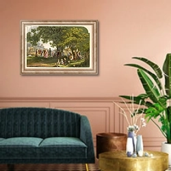 «Illustration for Goldsmith's The Deserted Village 4» в интерьере классической гостиной над диваном