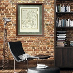 «Карта: Голландия» в интерьере кабинета в стиле лофт с кирпичными стенами