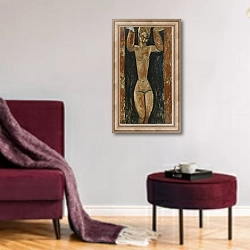 «Caryatid; Cariatide, c.1911-1913» в интерьере гостиной в бордовых тонах
