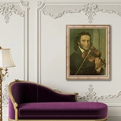 «Portrait of Niccolo Paganini» в интерьере в классическом стиле над банкеткой