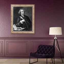 «Portrait of John Christopher Smith, musician and amanuensis of Handel» в интерьере в классическом стиле в фиолетовых тонах
