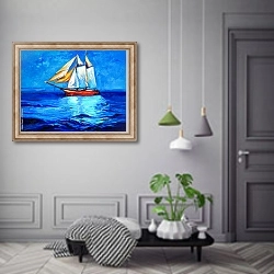 « Корабль в океане» в интерьере коридора в классическом стиле