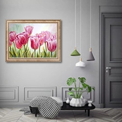 «Розовые тюльпаны в поле» в интерьере коридора в классическом стиле