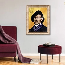 «Richard Wagner» в интерьере гостиной в бордовых тонах