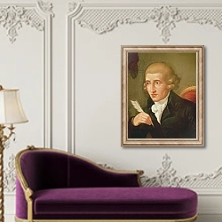 «Portrait of Joseph Haydn» в интерьере в классическом стиле над банкеткой