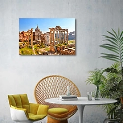 «Италия. Знаменитый Римский форум» в интерьере современной гостиной с желтым креслом
