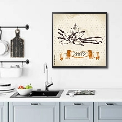 «Иллюстрация с ванилью» в интерьере кухни над мойкой