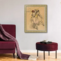 «Two Dancers; Deux danseuses evoluant, c.1889» в интерьере гостиной в бордовых тонах