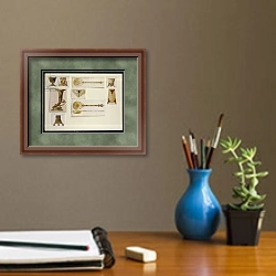 «Selection of designs, House of Carl Faberge 1» в интерьере кабинета с бежевыми стенами над столом